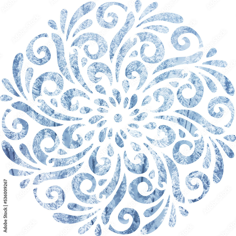 Obraz premium Blue frosty snowflake isolated png