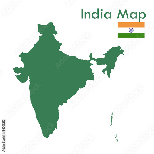 Map Green India Map with National Flag