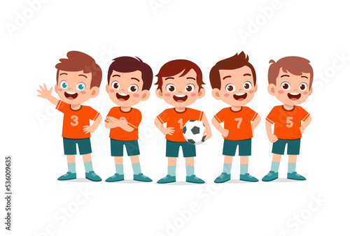 portrait of young soccer team feel happy together