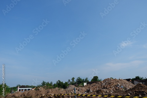 concrete debris from the demolition, road and placed the left on the ground to toll roads