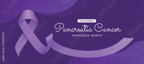 pancreatic cancer awareness month - Purple awareness ribbon sign abstract dark curve lines texture background vector design