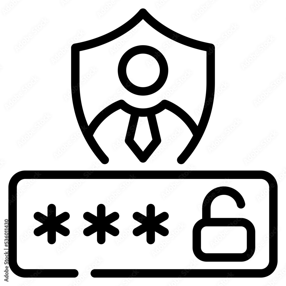 An editable outline icon of secure profile 