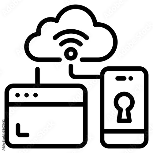A line icon of cloud hosting 