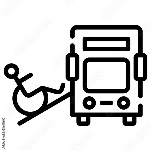 A disability ramp line icon design 