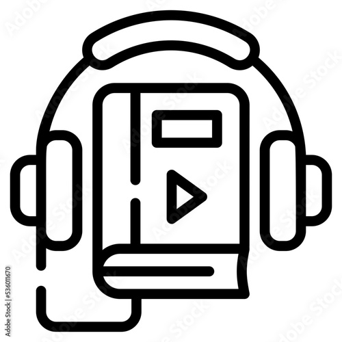 Modern line icon of an audiobook