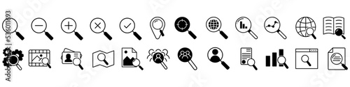 Magnifier icon vector set. Search illustration sign collection. Increase symbol or logo.