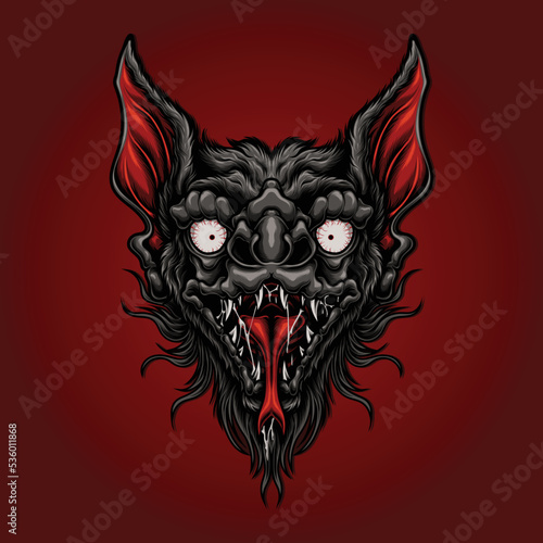 scary bat head mascot vector illustration