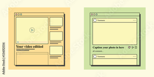 aesthetic retro vintage social media template with pastel color yellow and green