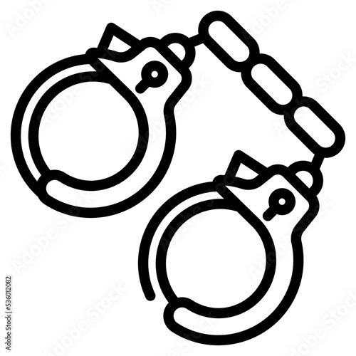 Handcuffs icon, a pair of lockable linked metal rings