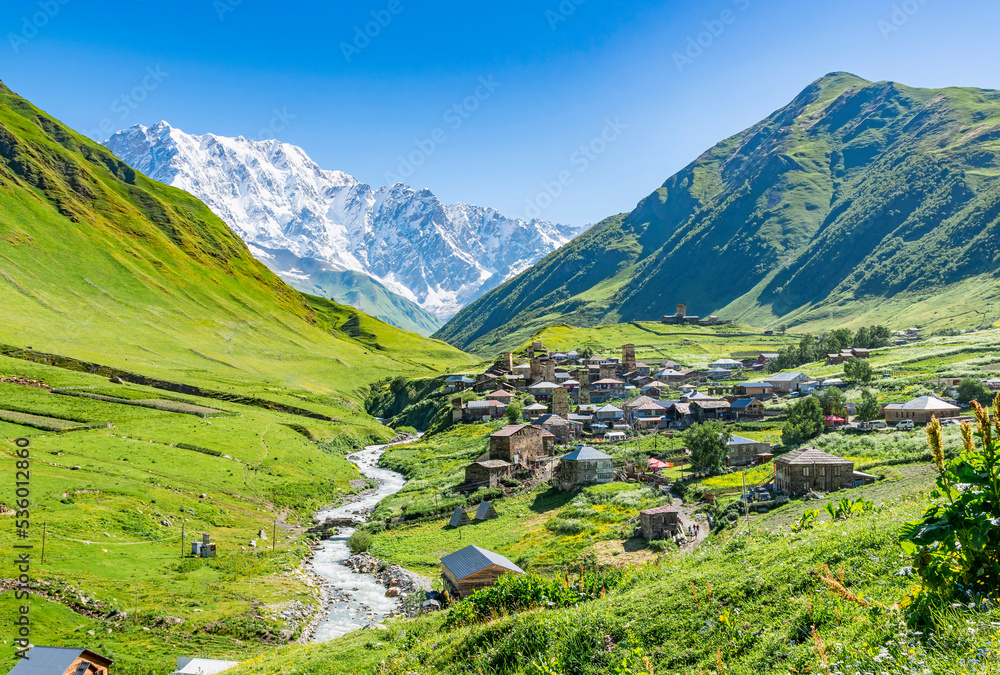 Ushguli village on the Inguri River