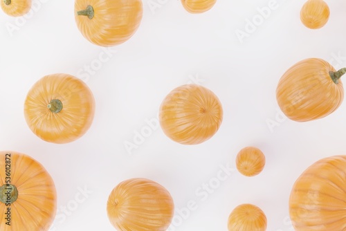 Organe Pumpkin In White Background 3D Rendering Mockup