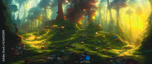 Artistic concept painting of a garbage in the forest , background 3d illustration. © 4K_Heaven