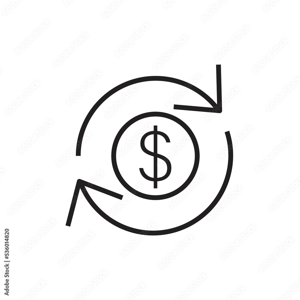 Dollar change arrows icon. isolated on white background. vector illustration Dollar change arrows icon. isolated on white background. vector illustration