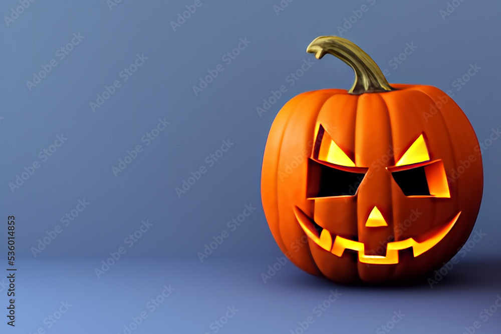 Halloween pumpkin with scary face, Halloween card, Halloween background,3d illustration Halloween pumpkin with scary face, Halloween card, Halloween background,3d illustration