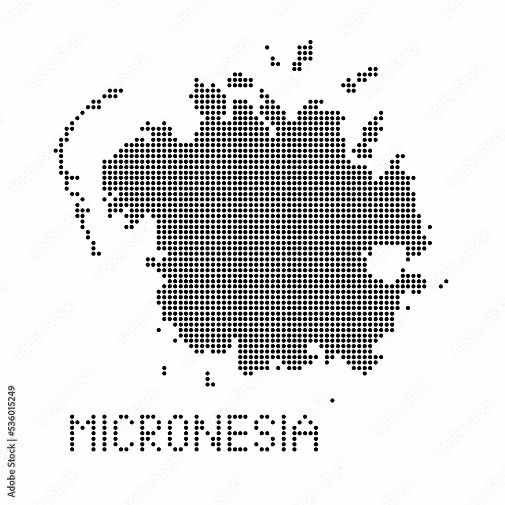 Micronesia map with grunge texture in dot style. Abstract vector illustration of a country map with halftone effect for infographic.