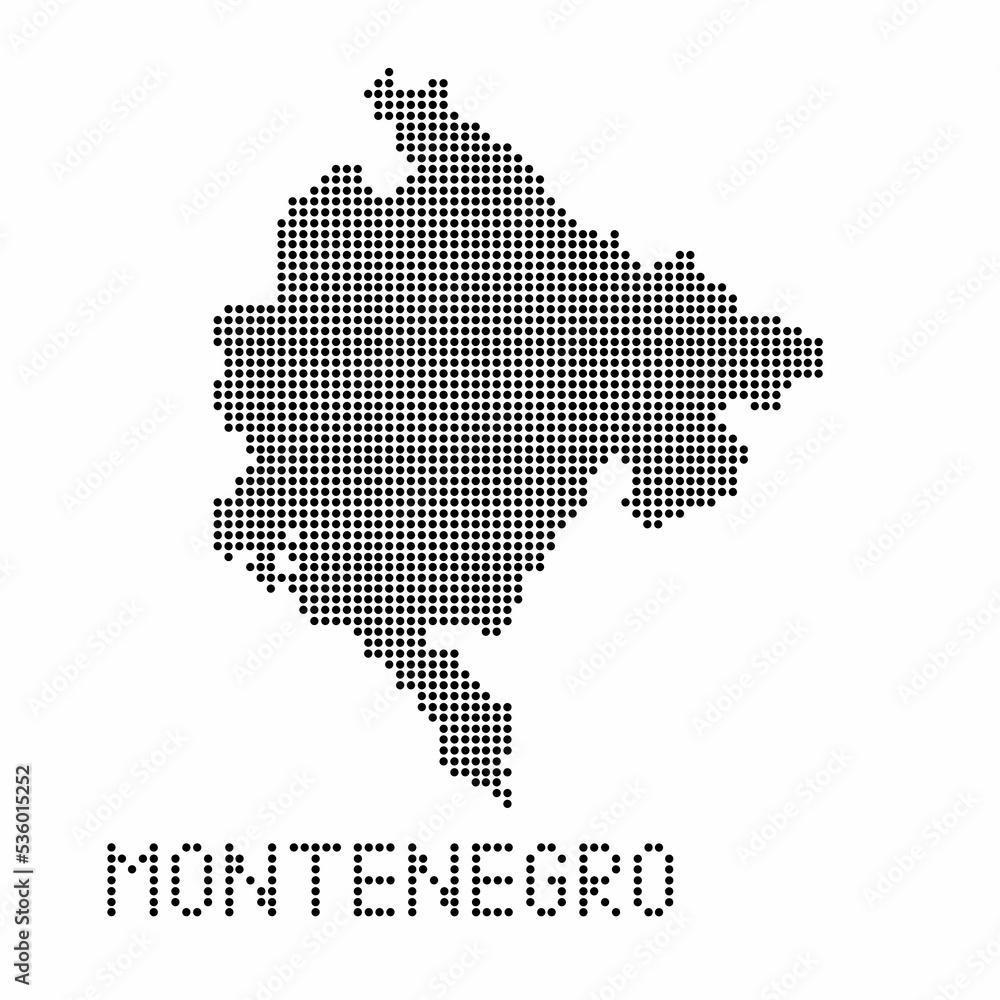 Montenegro map with grunge texture in dot style. Abstract vector illustration of a country map with halftone effect for infographic.