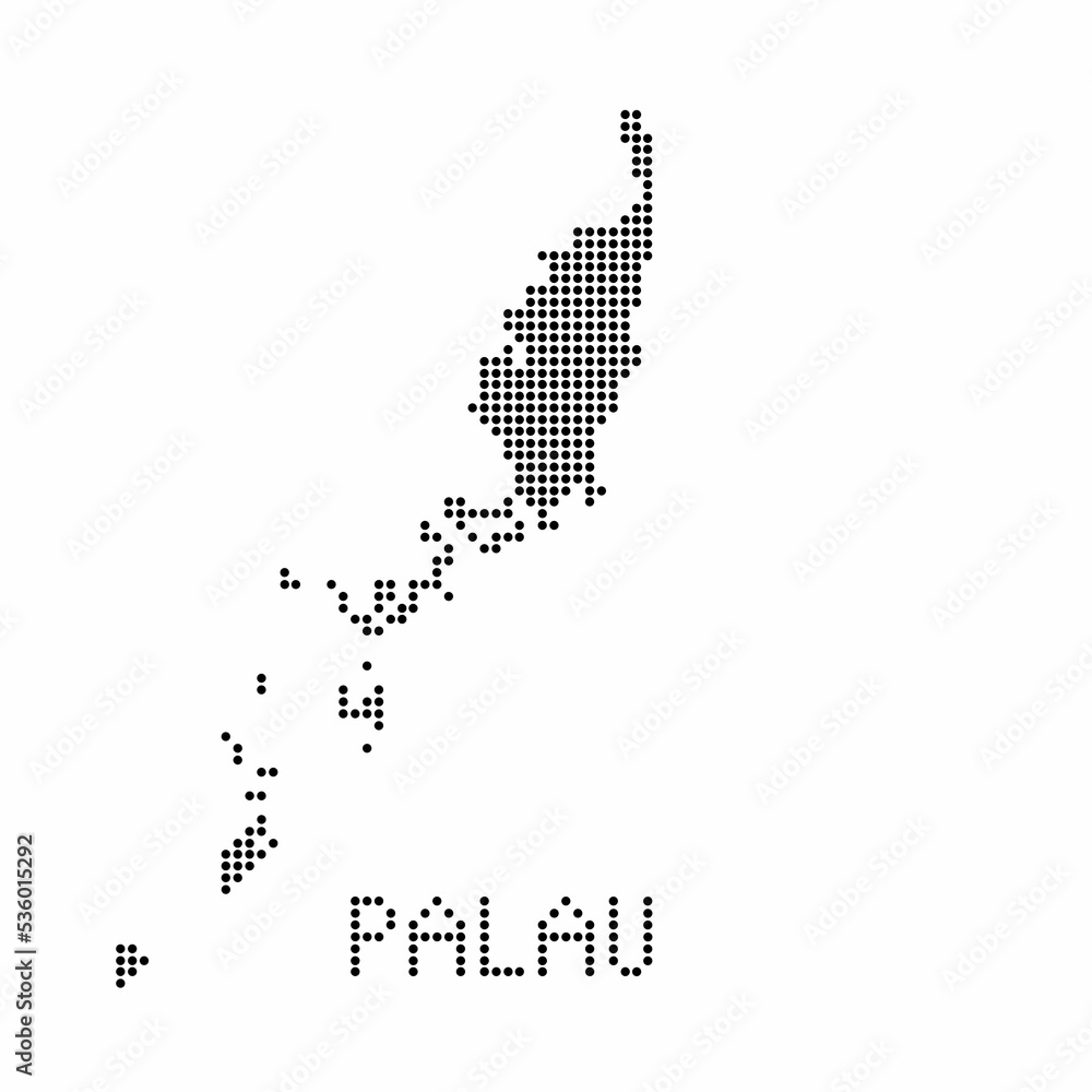 Palau map with grunge texture in dot style. Abstract vector ...