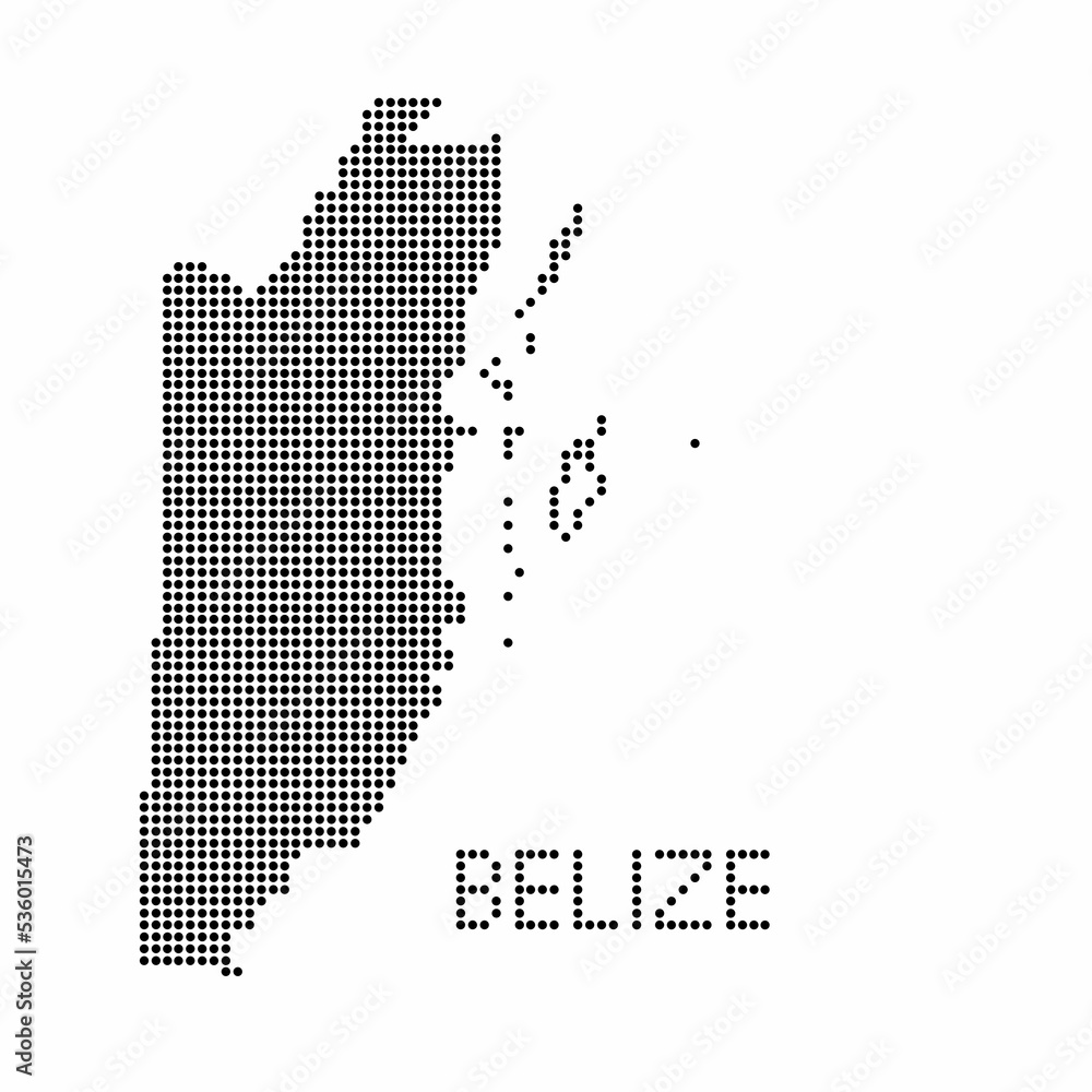 Belize map with grunge texture in dot style. Abstract vector illustration of a country map with halftone effect for infographic.