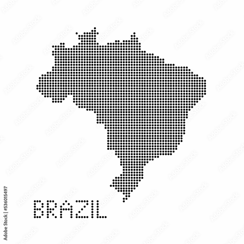 Obraz premium Brazil map with grunge texture in dot style. Abstract vector illustration of a country map with halftone effect for infographic.