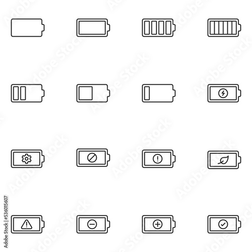 Battery Line Icon Set Vector