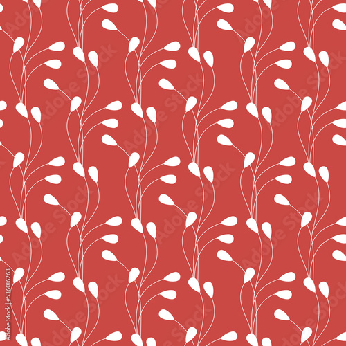 Branches seamless pattern. Abstract floral illustration. Flat leaves backdrop. Wallpaper, botanical background, fabric, textile, print, wrapping paper or package design.