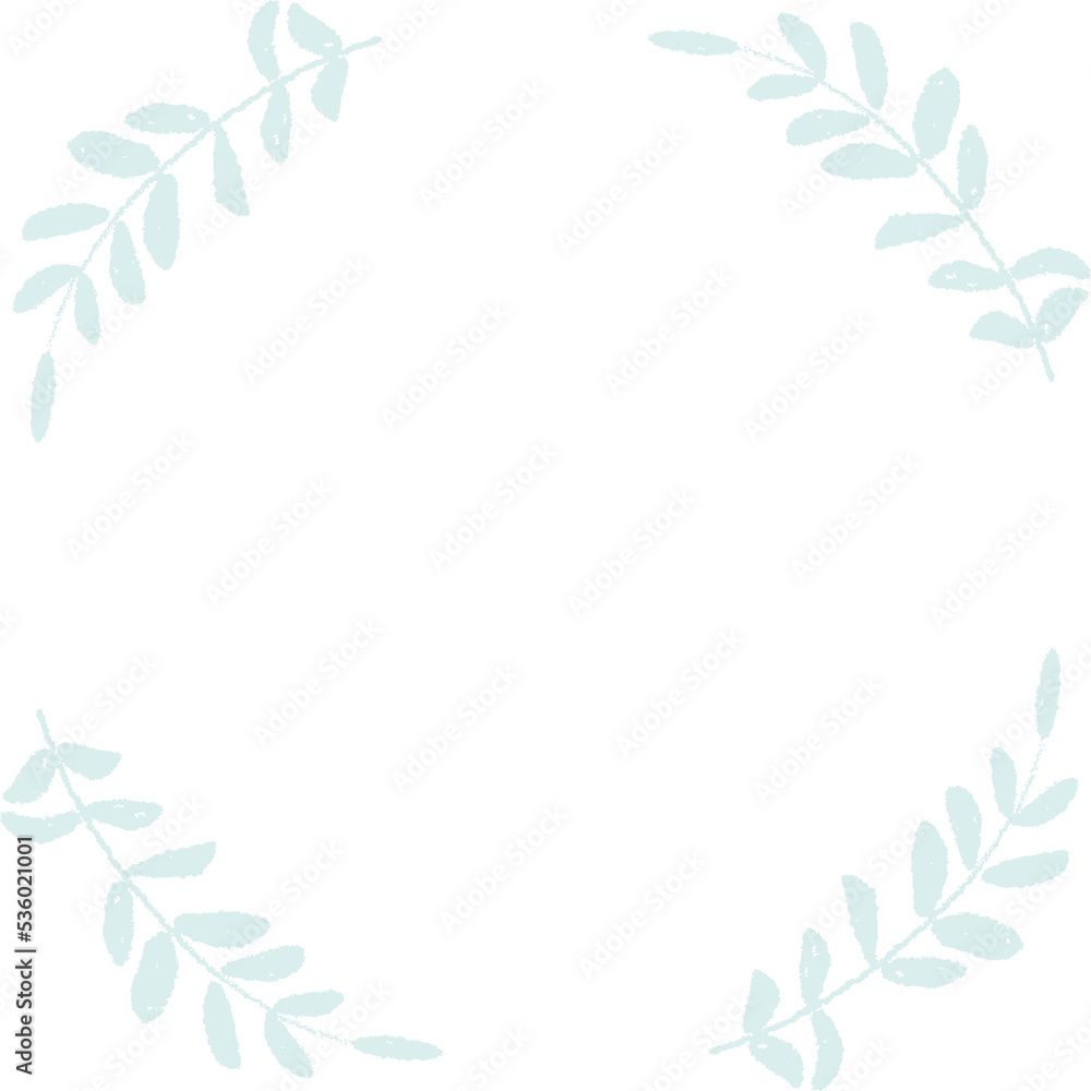 hand draw style minimal blue leaf wreath for logo