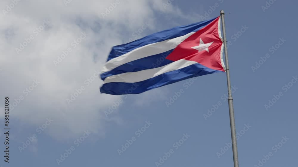 Cuban National Flag waving in a sunny day - Slow Motion Cuban National Flag waving in a sunny day - Slow Motion