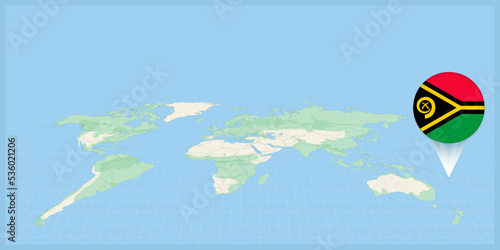 Location of Vanuatu on the world map, marked with Vanuatu flag pin.