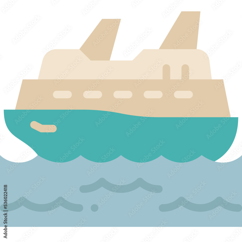 cruise ship flat icon