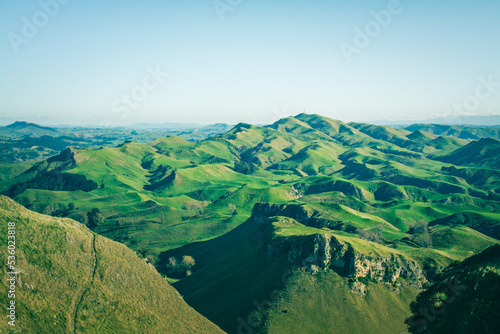 Breathtaking view over lush green of Te Mata Hills. Gorgeous autumn day at Hawkes Bay  New Zealand