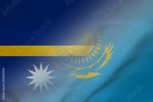 Nauru and Kazakhstan national flag transborder contract KAZ NRU