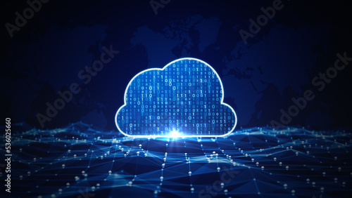 Cloud computing technology data dark blue abstract background, 3d rendering, concept