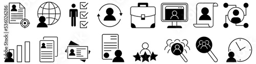 Head hunting icon vector set. HR illustration sign collection. job search symbol or logo.