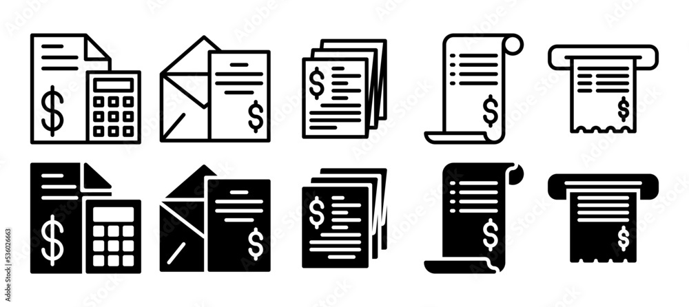 bills icon vector illustration. line and glyph style can be used for web, mobile, ui bills icon vector illustration. line and glyph style can be used for web, mobile, ui