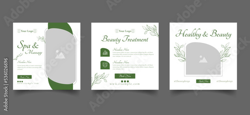 beauty and spa social media post template. minimal fully editable promo web banner poster layout for relax massage square post vector illustrator. 