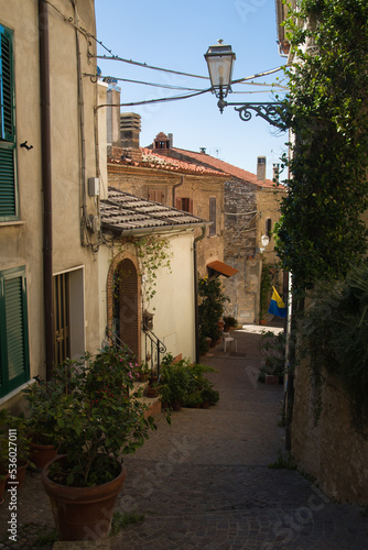 View of the street of Nerola medieval village in Lazio Italy