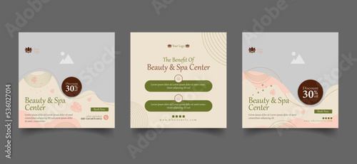 beauty and spa social media post template. minimal fully editable promo web banner poster layout for relax massage square post vector illustrator. 