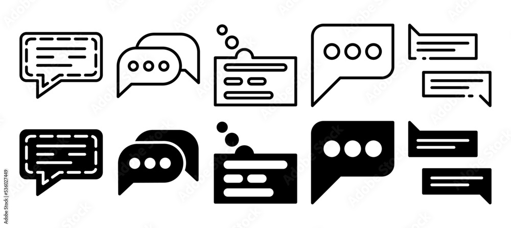 Chat Message Bubbles Vector Icon. Chatting icons in outline and glyph style Chat Message Bubbles Vector Icon. Chatting icons in outline and glyph style