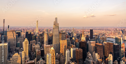 Panoramic top view of New York skyscrapers Manhattan Island © SDF_QWE
