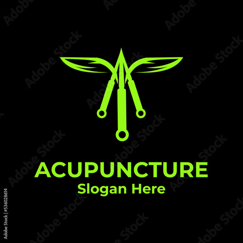 Acupuncture Flat Logo Vector