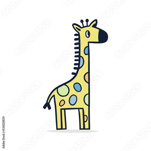 Cartoon giraffe illustration isolated on Png Transparent background