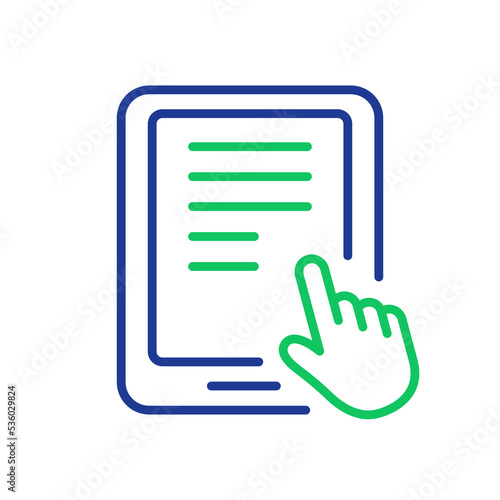 Ebook Line Icon with Mouse Pointer. Electronic Book Device for Education and Learning. E-book Reader, E-reader linear icon. Pc Tablet pictogram. Editable stroke. Vector Isolated Illustration