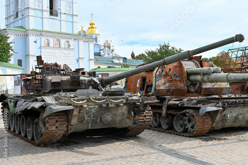 Armored vehicles destroyed in battle in Ukraine 