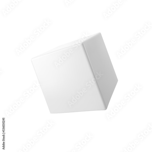 Vector 3d white cube. Realistic 3d object.