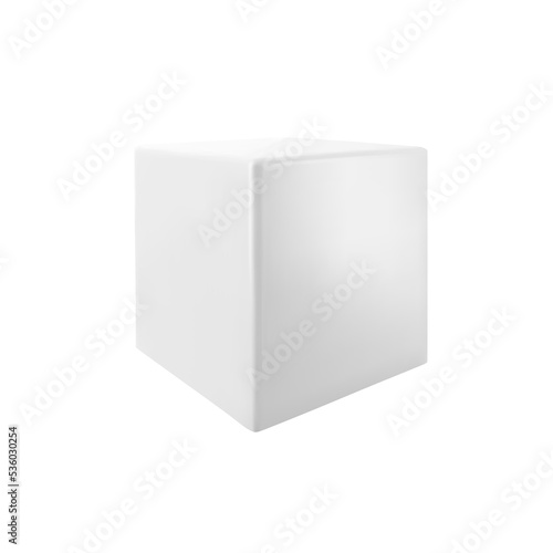 Vector 3d white cube. Realistic 3d object.