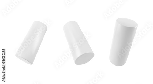 Vector 3d white cylinder set. Realistic 3d object.
