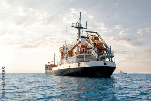 Oil products tanker ship at Akrotiri Bay, Limassol Cyprus