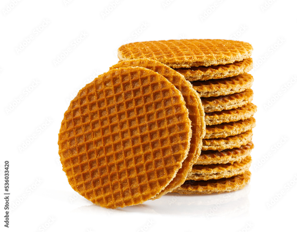 Dutch waffle isolated on white background Dutch waffle isolated on white background