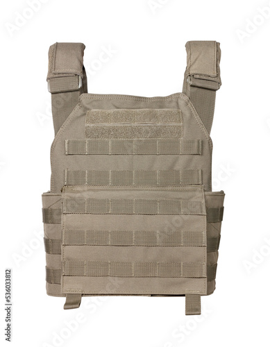 Body armor isolated on white background. Ballistic vest close-up. Bulletproof vest.