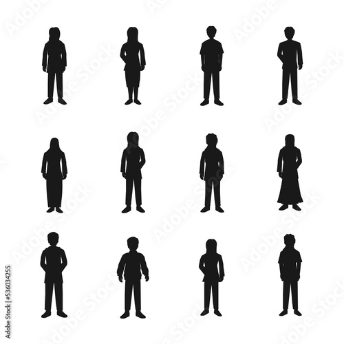 collection of male and female silhouette illustrations with different styles